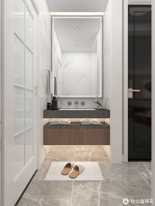 客餐厅|闺蜜的130平米新家,装现代轻奢风格,单一个沙发墙就把我迷住了