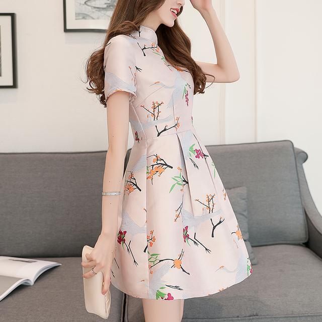 印花裙|复古旗袍改良连衣裙，中国风绝对让你美出新高度