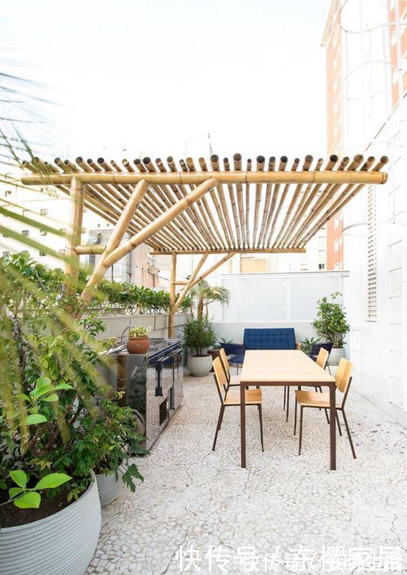 竹子|要是你也有个院子,那就这样设计砍几根竹子撑起一个廊架,闲适