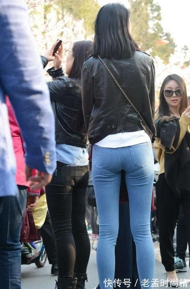 长发 气质女神长发飘飘,时尚紧身牛仔裤,穿出好身材
