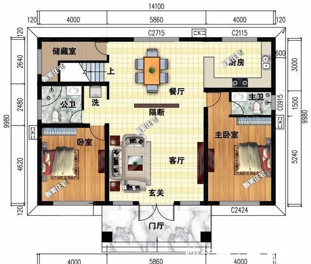 罗马柱|23万建一栋农村两层别墅,5个卧室都朝南,采光好生活质量高
