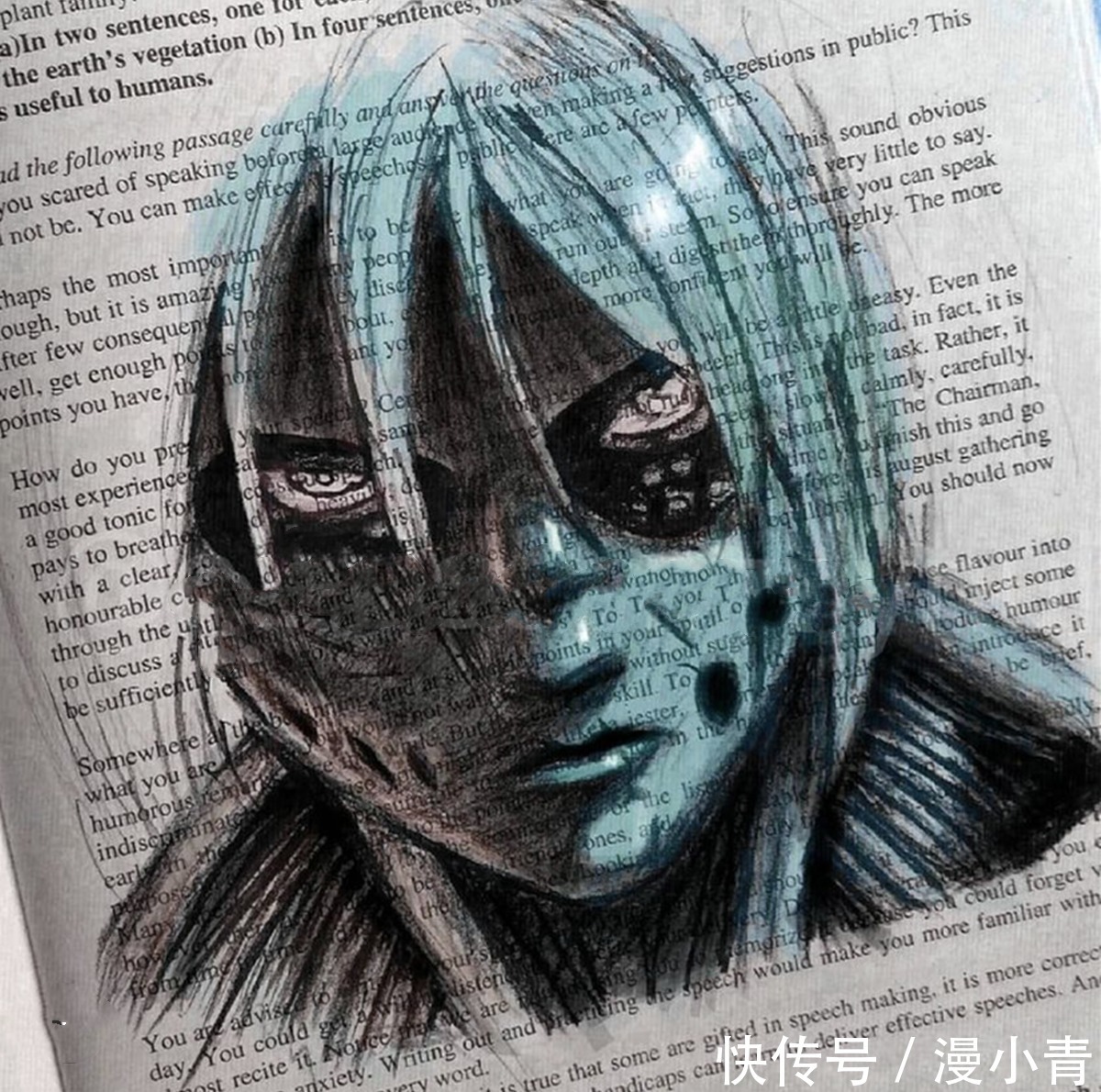 课本!在课本上画画会怎样,或许这位外语课堂上跑神的画师能够给出答案