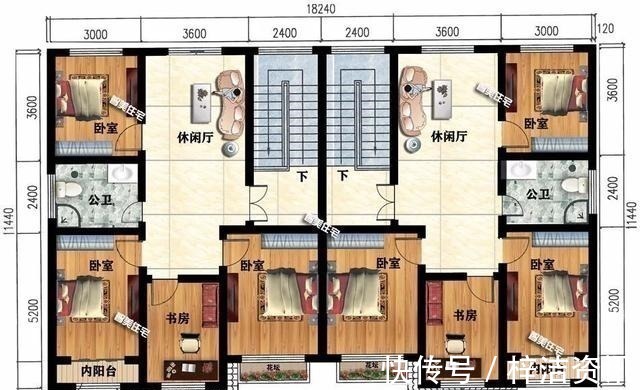 双拼别墅|宽18米左右,两层农村双拼别墅,简单户型更适合老家建!