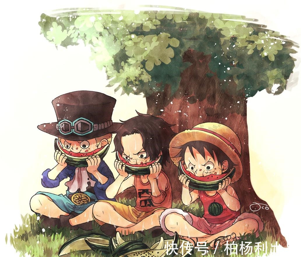三兄弟|海贼王ASL头像分享，三兄弟回归童年的夏天，一起在树下乘凉吃冰棍