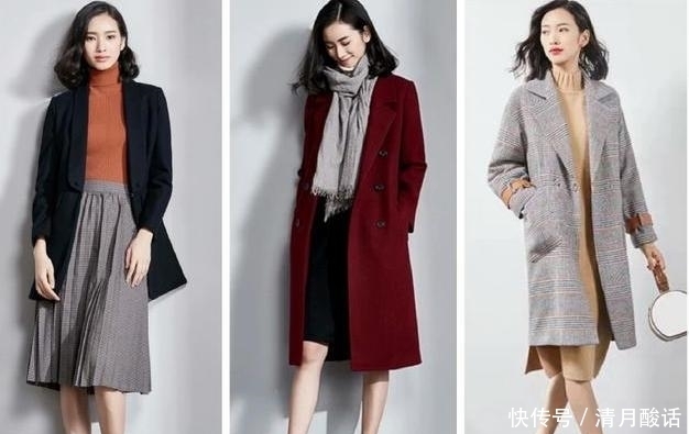 初冬|初冬优雅女人时尚穿搭,酒红色大衣配一条灰色围巾,高级显气质!