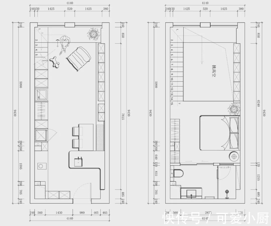 收纳|厉害了!35㎡迷你单身公寓,客厅挑空设计,装出了别墅大气感!