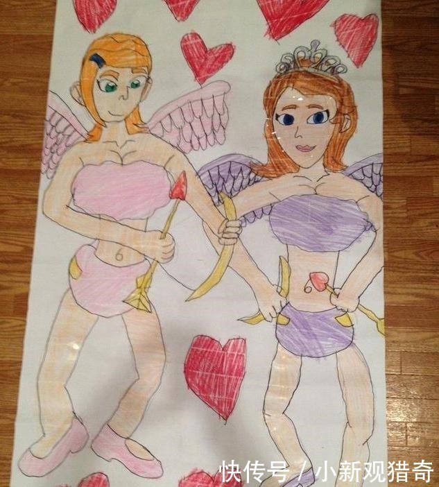 安娜#九岁男童笔下的迪士尼公主,艾莎和安娜被丑化,爱丽丝公主最相似