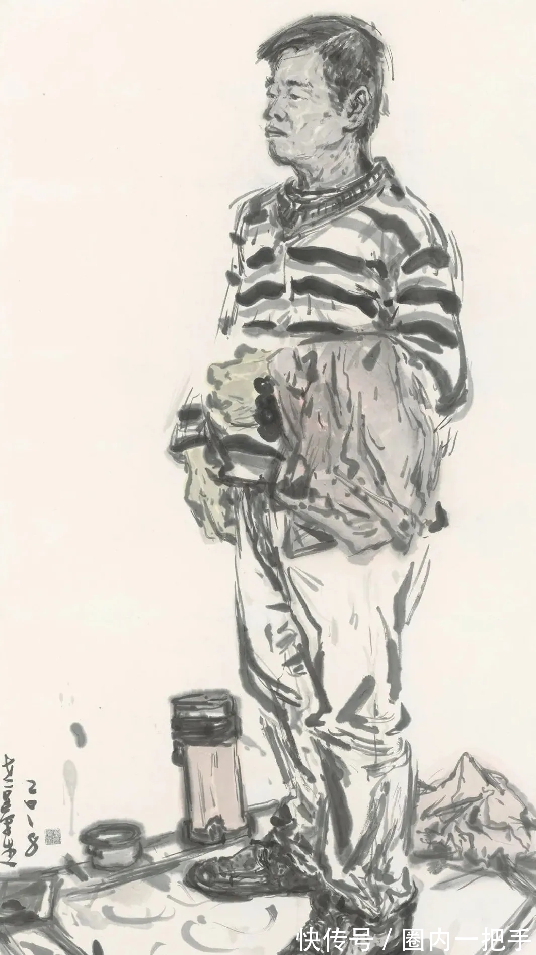 人物画#笔从对象来|王煜水墨人物画