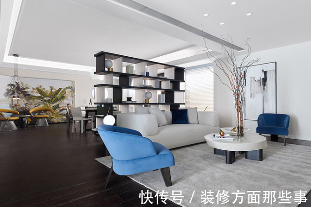 二居室|85平现代风二居室,黑白视线缀上明亮色块,呈现艺术空间内涵