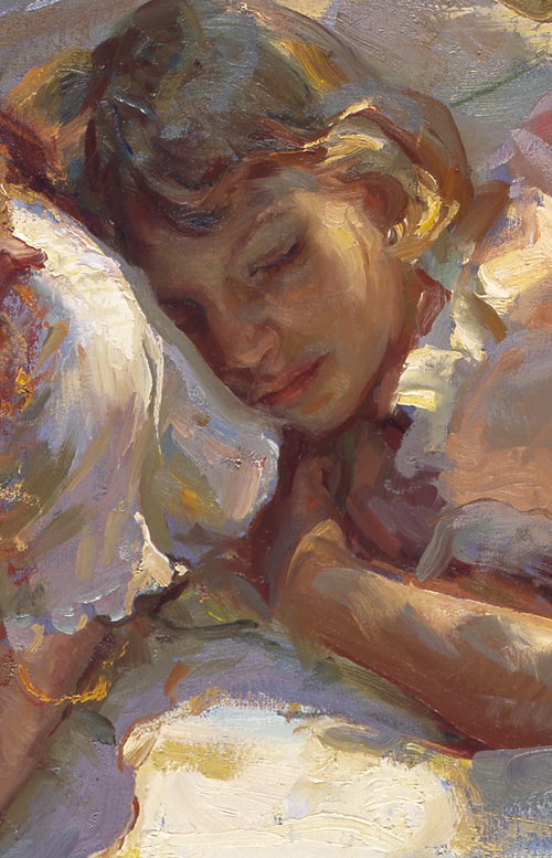 油画$美国画家丹尼尔 典雅柔美的光影女子油画