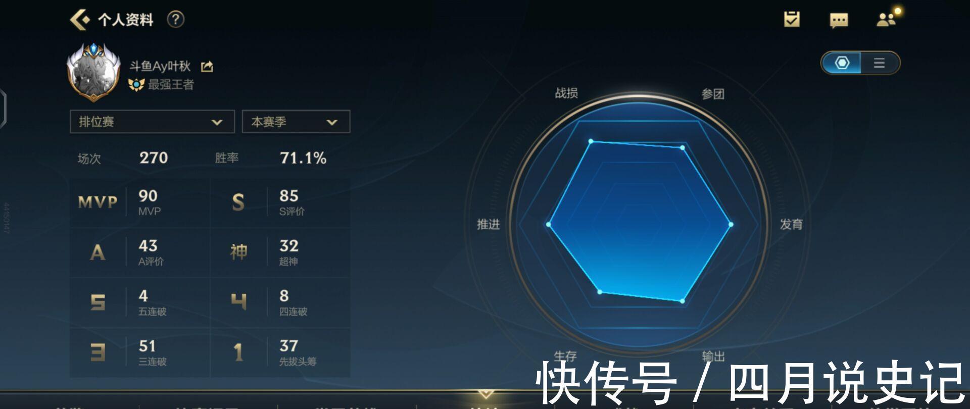 斗鱼|LOLM首位千分王者!斗鱼叶秋mvp率高达33%,赵信螳螂都是国服第一