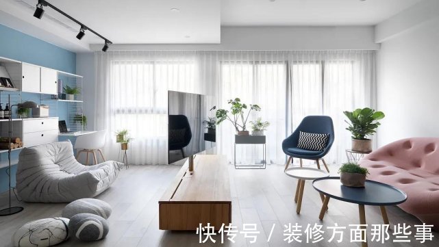 三居室|119平简约风三居室客厅不做电视背景墙,效果真的非常不错