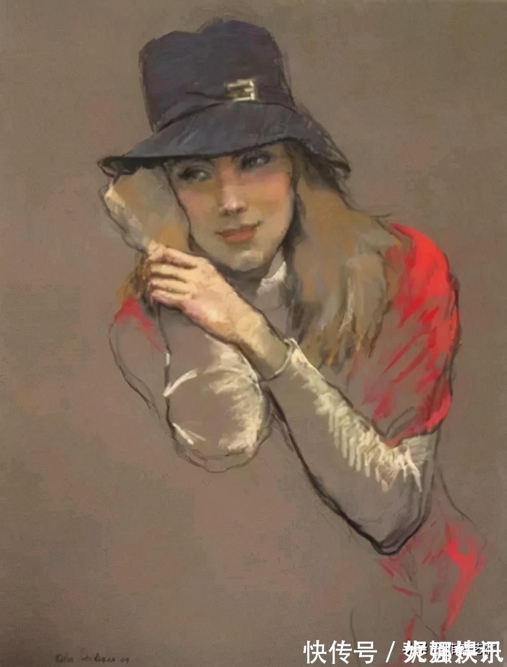 女画家$乌克兰女画家色粉画作品,跳舞的姑娘可真美