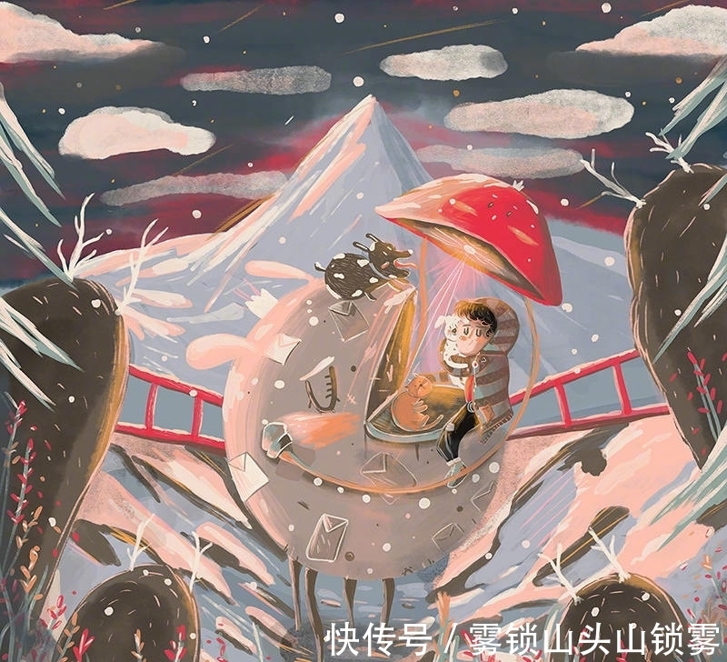 色彩|童趣的手绘插画，极具想象力的构图，近似相同的色彩