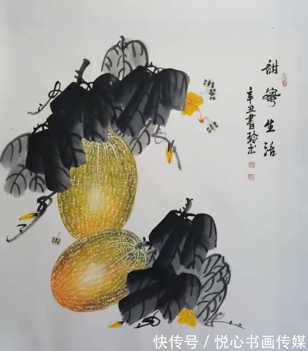 哈密瓜&河南省美协理事,著名瓜果画家史书玲国画作品欣赏