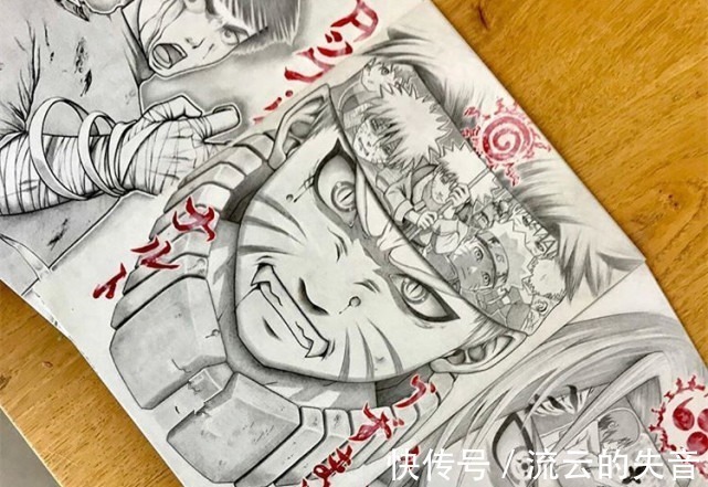 火影|鸣人九尾人格特写图,将护额细节放大后,里面包含了鸣人的前半生