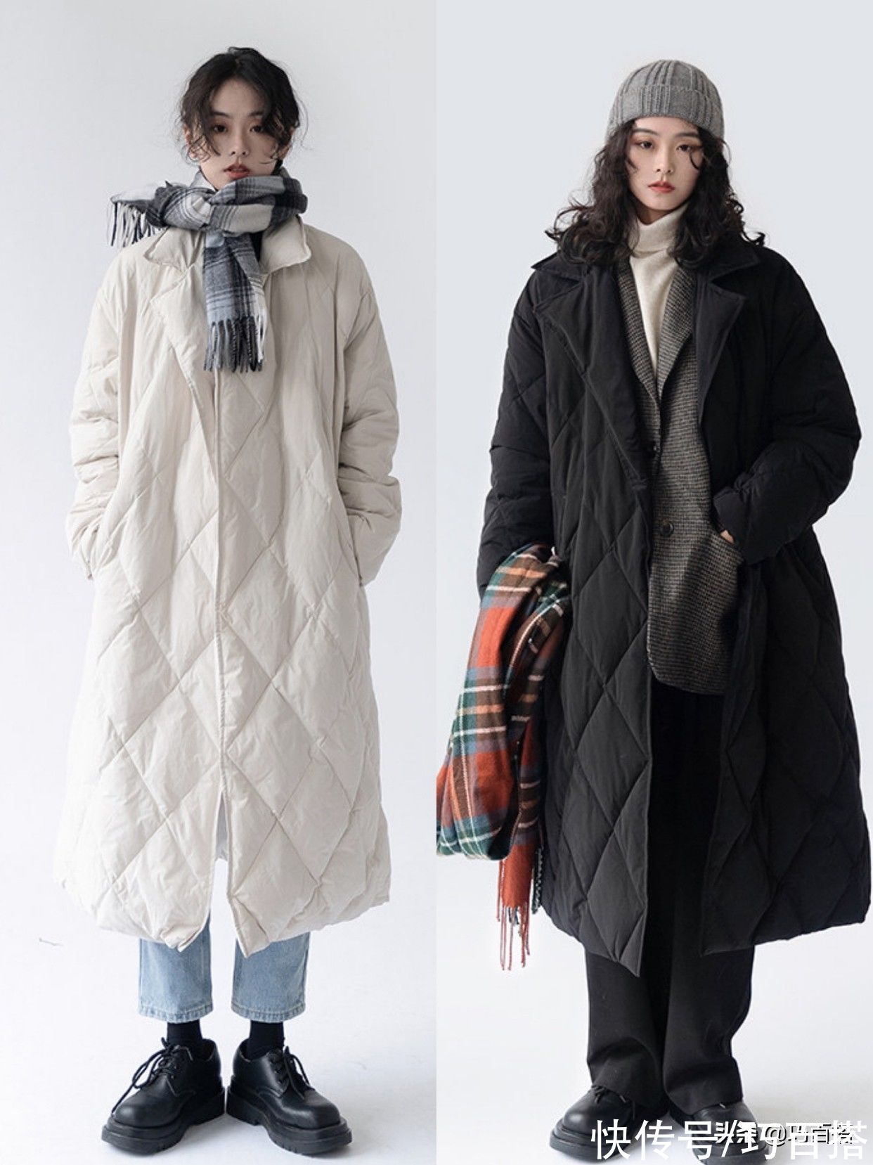 大衣|羽绒服大衣怎样穿不显臃肿？层次感是关键，上身简约高级气场足