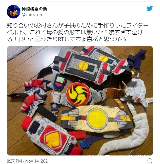 万代|假面骑士:为了实现孩子的梦想,母亲利用布还原了骑士们的腰带!
