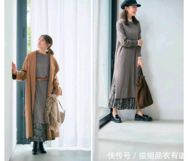 连衣裙穿对了,你才能高级,23套“毛呢裙穿搭”,潇洒大气很美