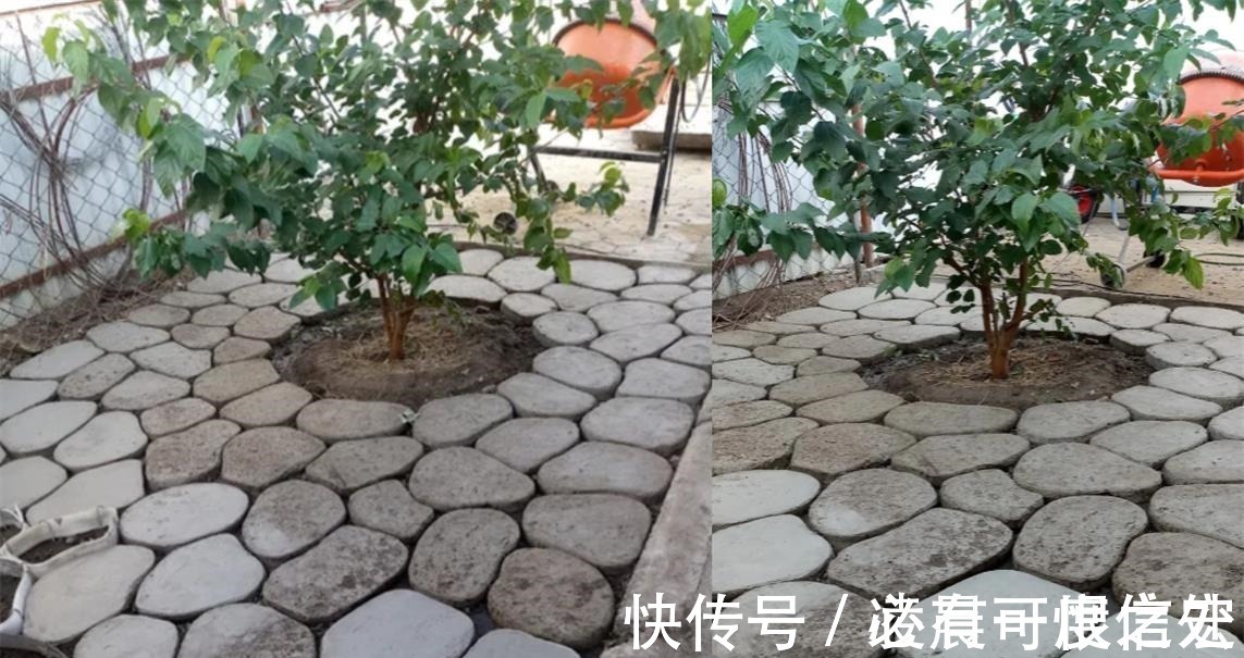 人造石|用纸板将水泥框起来现浇,人造石铺院子地面,比纯打水泥性价比高