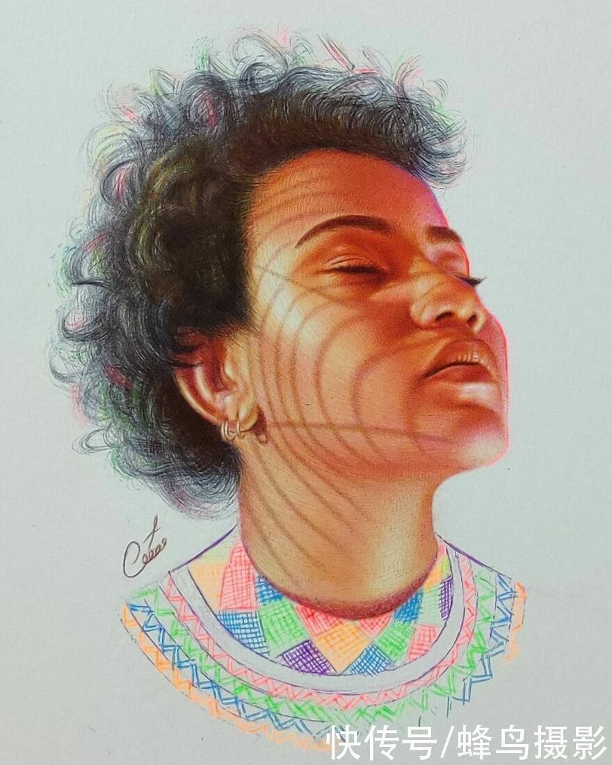 肖像&有这水平还要相机干嘛?30张圆珠笔画,图1画了一个月细到毛孔