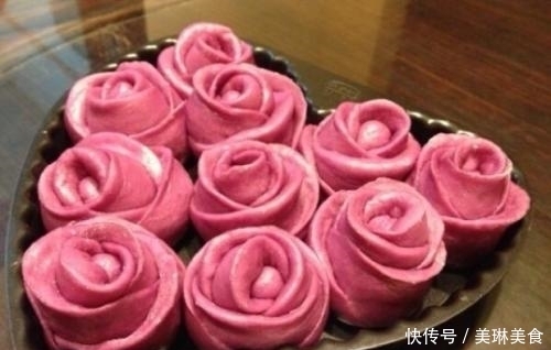 紫薯玫瑰包的家常做法,简单好做,家里老人小孩都爱吃