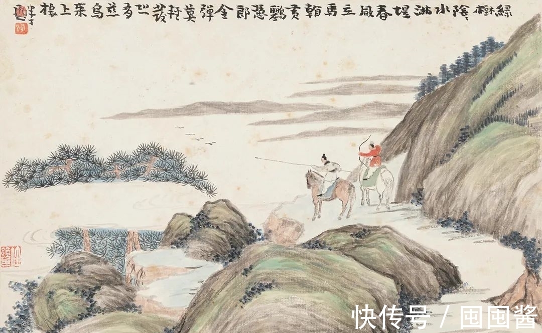 山水画|「津门网」他是画家任熊之子，其构图饱满色彩丰富，不流于世俗