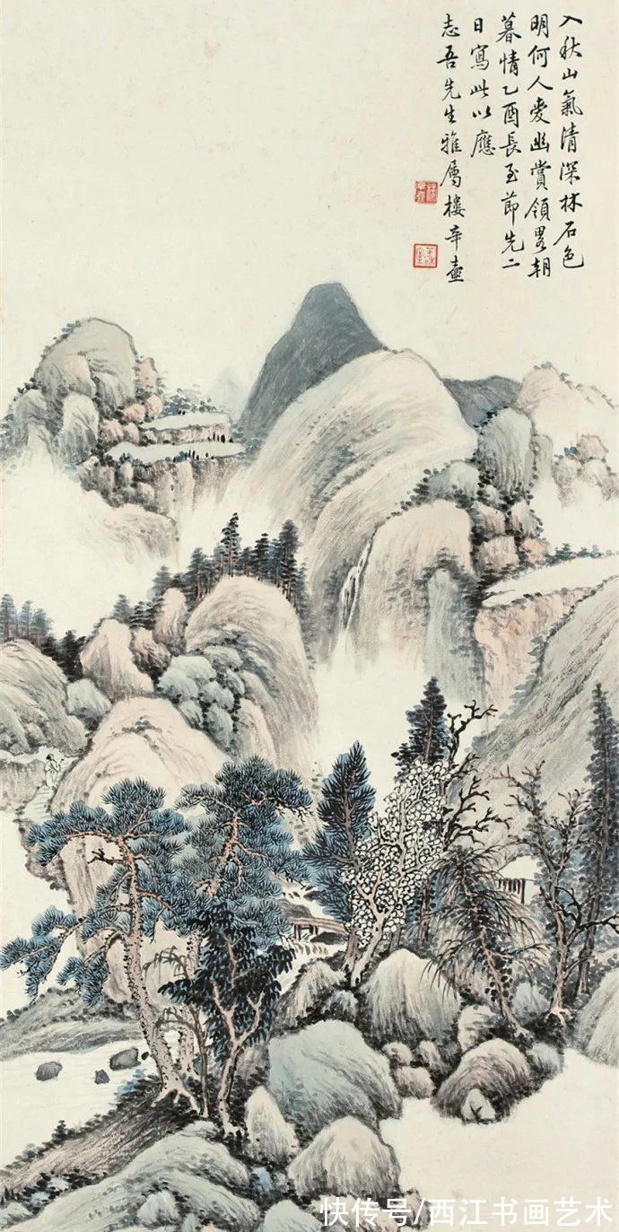 黄子久#很少人知道他的名字，但他的彩墨山水却满纸烟霞画品极高