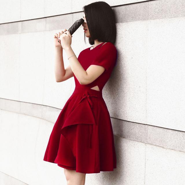 裙子|一袭红色连衣裙,女神般气质你值得拥有