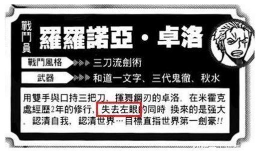 海賊王 官方終於給出了索隆左眼的原因 粉絲們估計要失望了 中國熱點