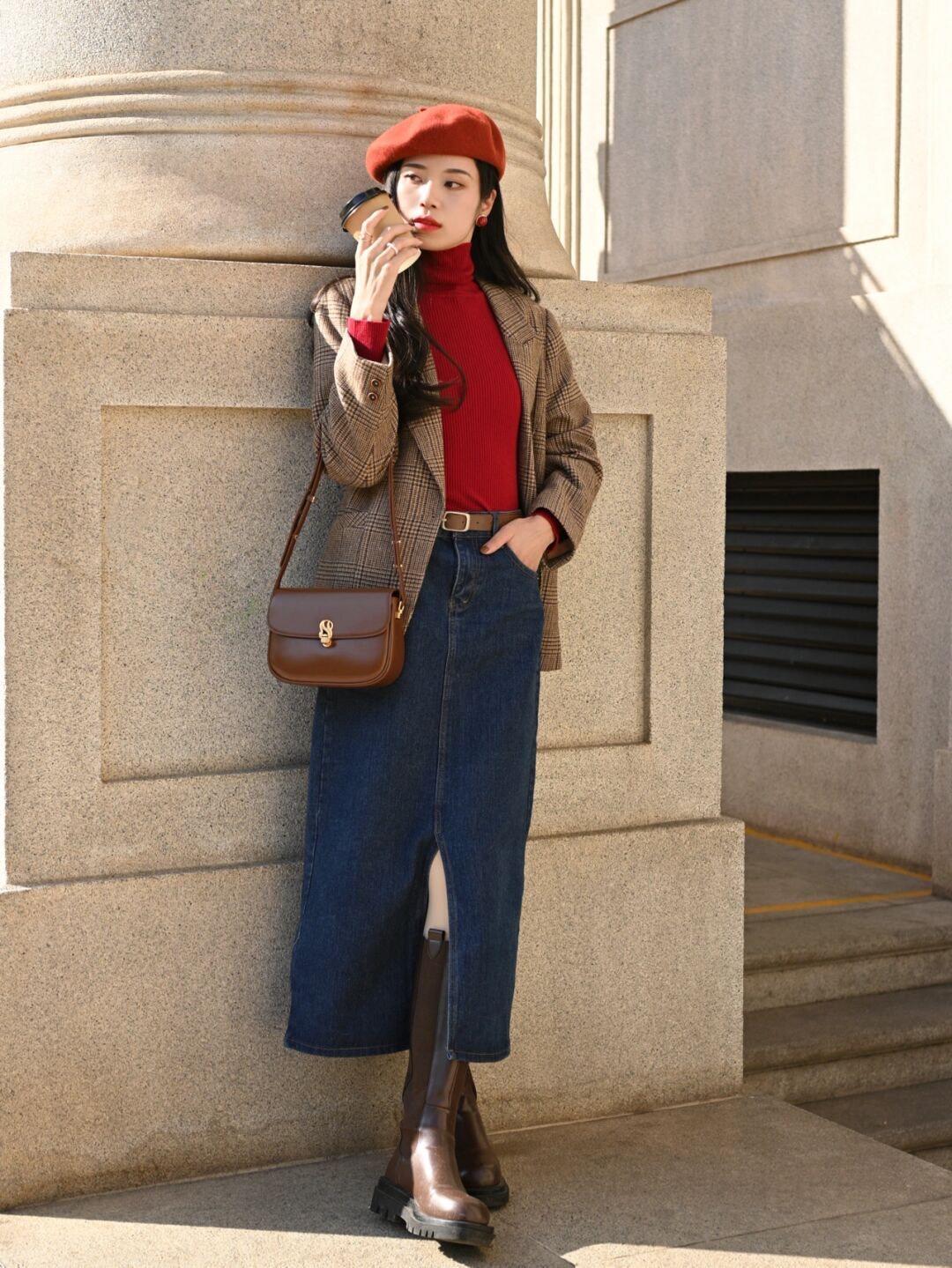 打底衫 冬天很百搭的毛呢大衣,基础的搭配也能够穿出时尚感!