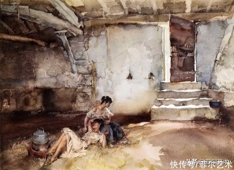 艺术家|苏格兰艺术家弗林特的女子水彩画，美轮美奂