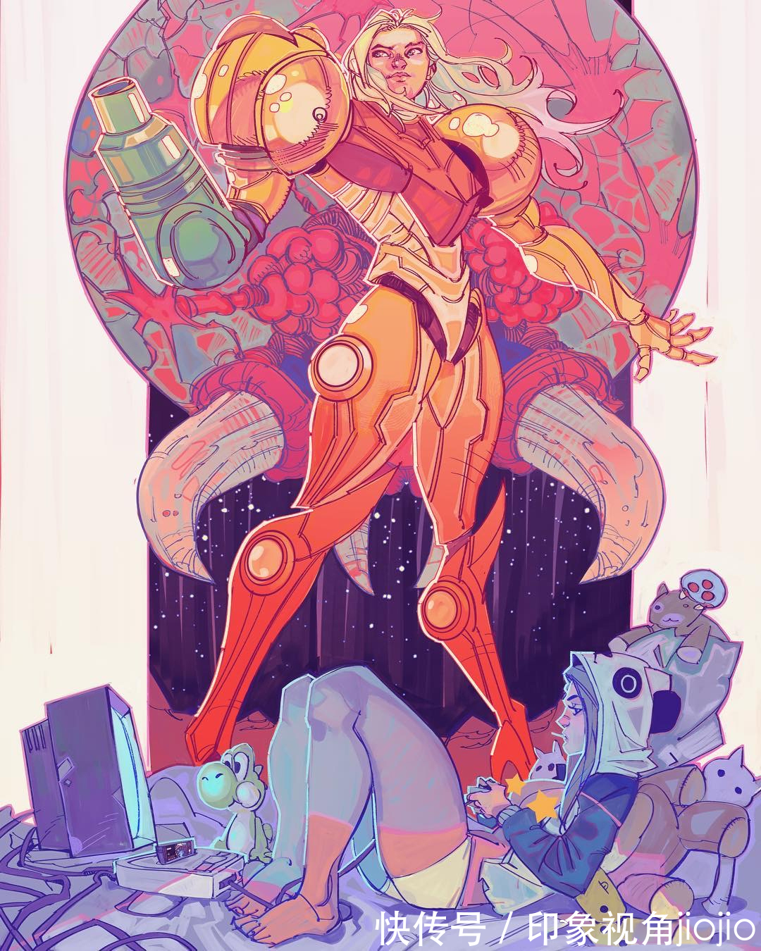 插画@耐人寻味的浮生绘影,充满强烈的美漫元素,有着吸引人的魄力