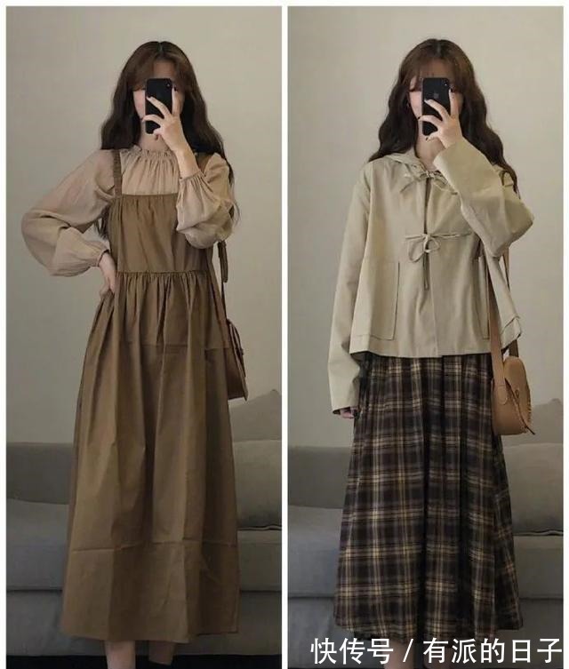 裙子 女生秋季复古又显温柔的咖色系的日常出门搭配推荐,小个子也适用!