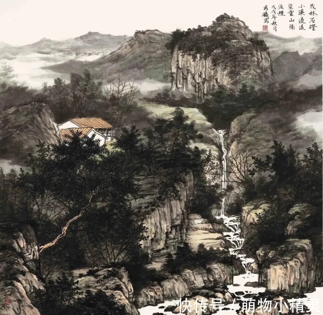 水画@段铁山水画,磅礴伟岸、气势宏大