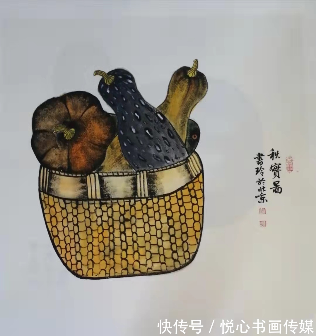 哈密瓜&河南省美协理事,著名瓜果画家史书玲国画作品欣赏