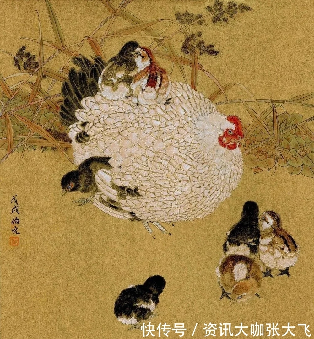 乡土|中国画|邓伯元的花鸟画,极富乡土气息,他笔下的鸡,栩栩如生!