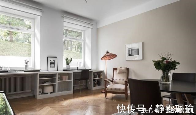 客厅|她坚持不买沙发沿墙打书柜桌,比飘窗都实用!55㎡小户型太值了!