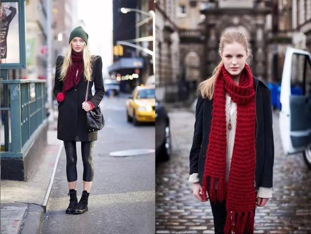 b什么颜色的大衣，就搭什么围巾，这才是超实用的穿搭法