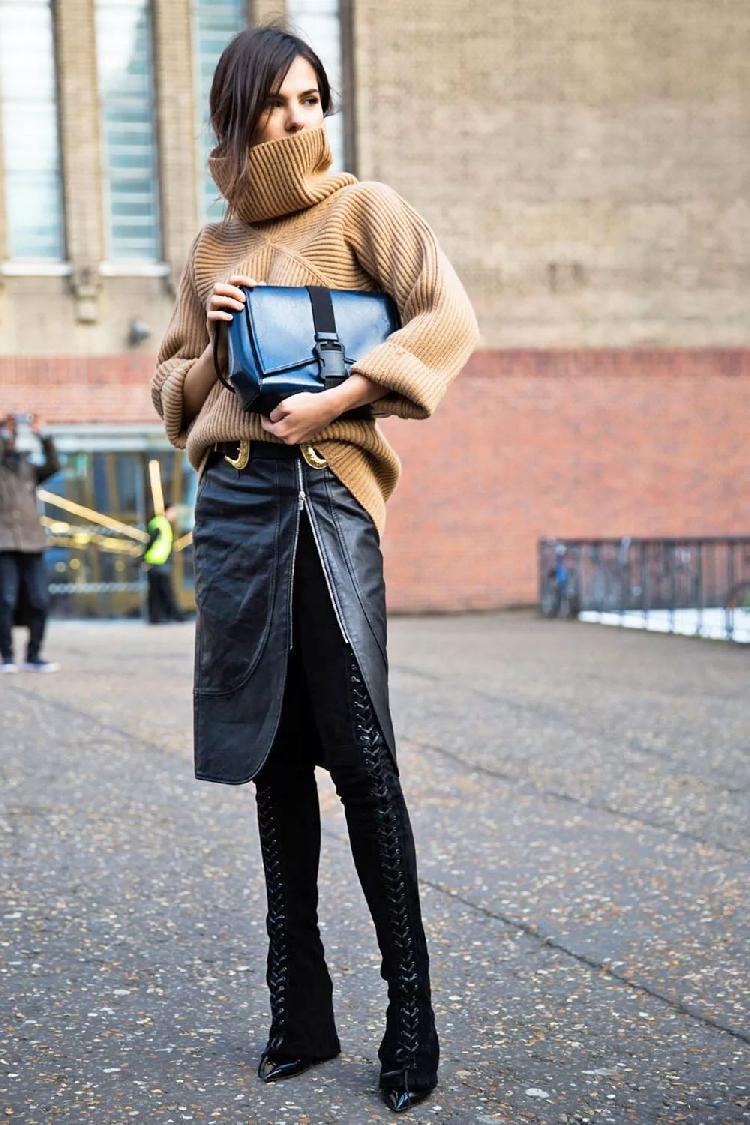 百褶裙|大毛衣+裙子, 才是2020秋冬最时髦的打开方式!