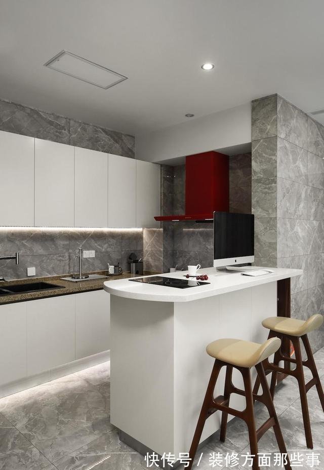 灰色|120平现代简约风三居室,灰色瓷砖上墙效果真是不错