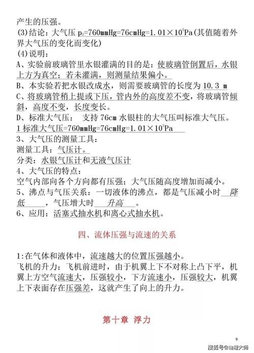 初中物理：八年级下册知识清单！速度保存！