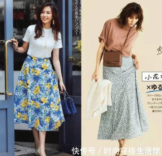 t恤|今年火了一种搭配：叫“T恤+半裙”，时髦显瘦又高级，谁穿谁美