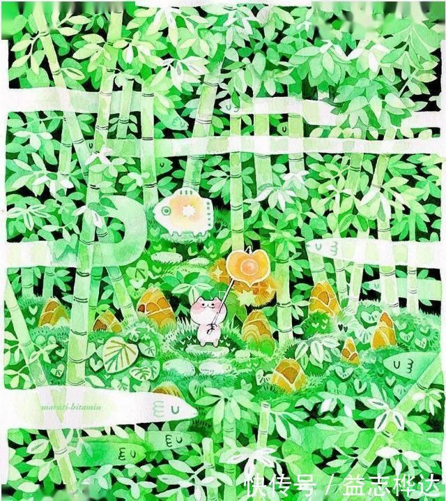 插画$哇马克笔画出水彩般效果,装饰感太强了,简单又漂亮,收藏