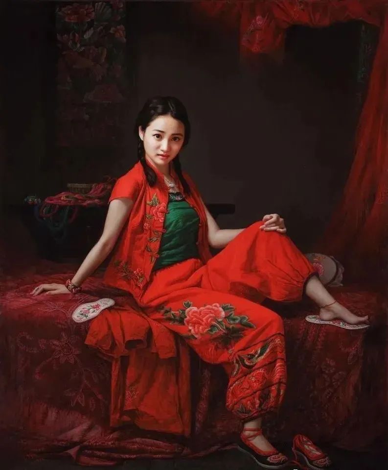 油画@美女画家安静油画里的美女,貌若天仙