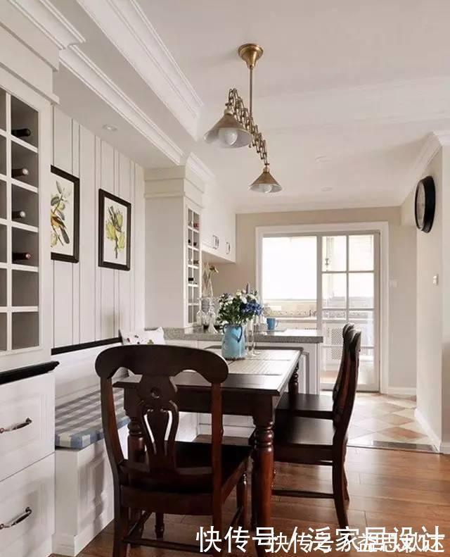 美好的时光|95平清新美式,餐厅酒柜+卡座+收纳柜一体,设计实在太赞了!