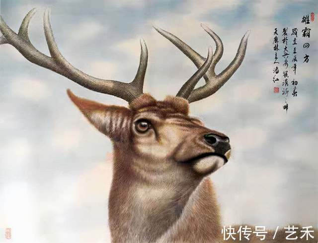 画家!画家潘红以情画鹿以心画鹿献礼建党百年
