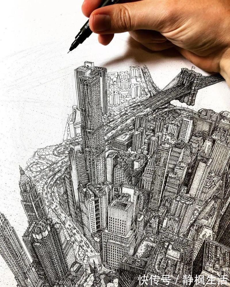 中国文化$英国小伙用针管笔画出了最美中国地图,独一无二的中国风