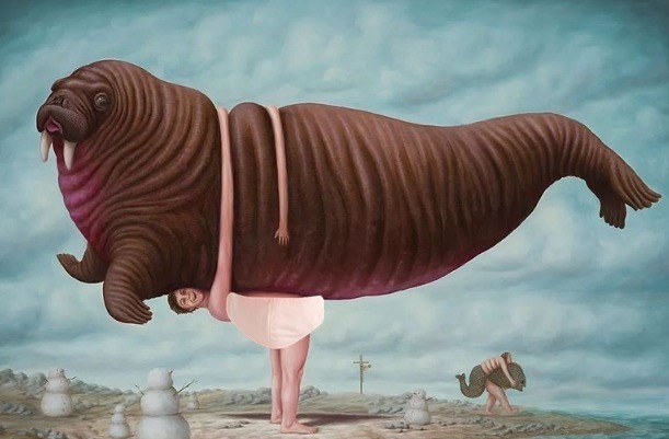 动物们&胆小谨点,插画师笔下的诡异动物看完一秒清醒!