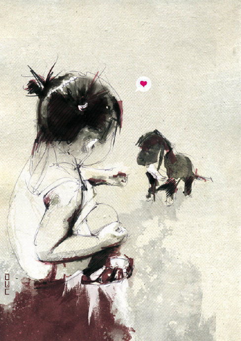 插画师#法国插画师卡昂作品形式自由色彩和线条的结合给人深刻的视觉感受